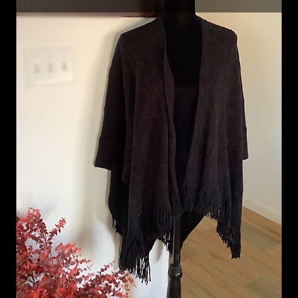 World Market Black Poncho Sweater NWT Size One Size Fits Most